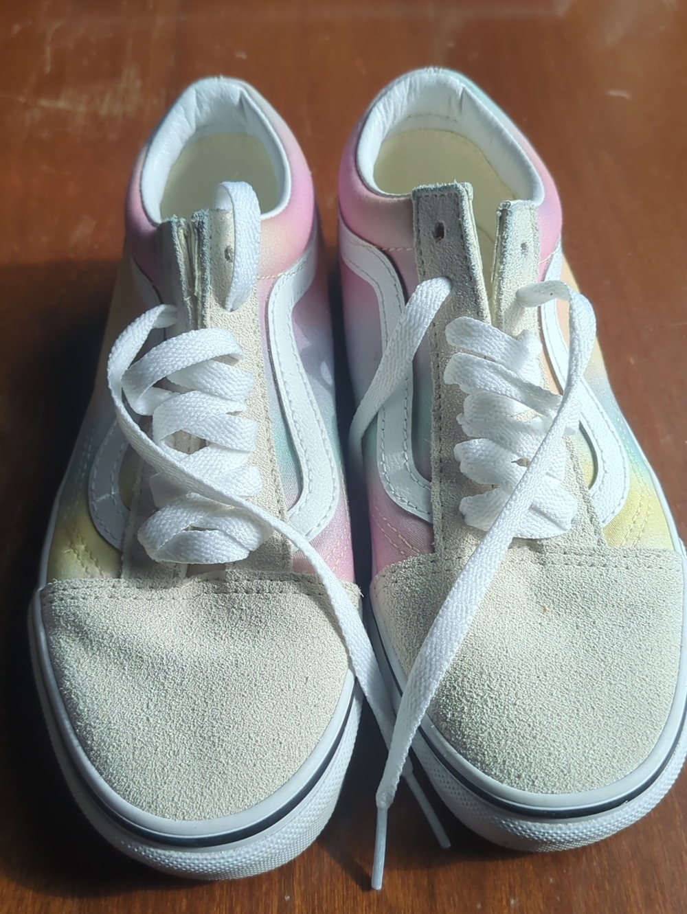 Girls Size 3.5 Pastel Rainbow Vans - Picture 2 of 3